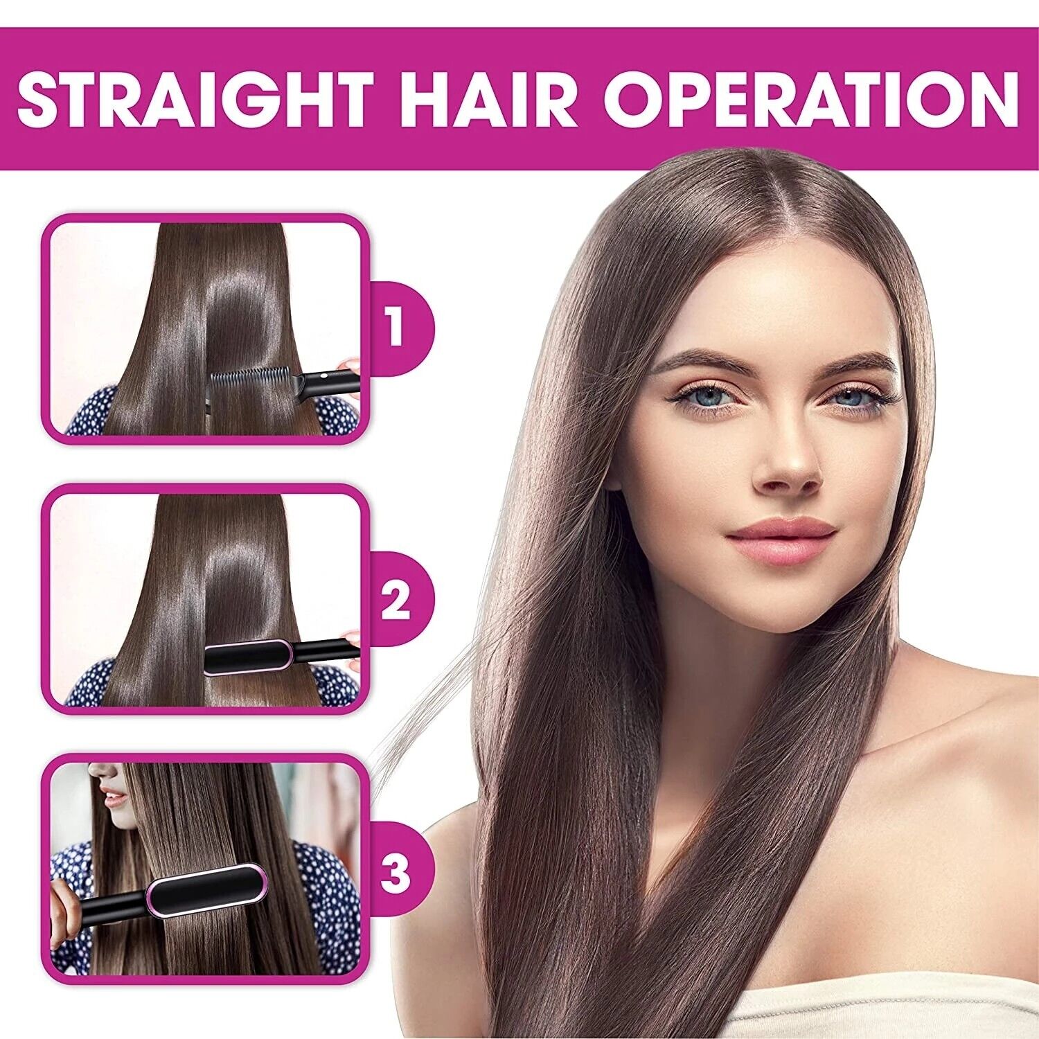 Hair Straightener Brush Straightening Curler Hot Comb Electric